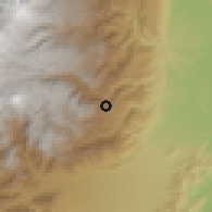 Shaded relief of the 60 km around Anzoátegui, drawn from the GMTED2010 grid