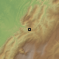 Shaded relief of the 60 km around Landázuri, drawn from the GMTED2010 grid