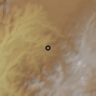 Shaded relief of the 60 km around La Sierra, drawn from the GMTED2010 grid