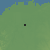 Shaded relief of the 60 km around La Tola, drawn from the GMTED2010 grid
