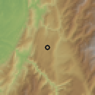 Shaded relief of the 60 km around Lebrija, drawn from the GMTED2010 grid