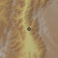 Shaded relief of the 60 km around Liborina, drawn from the GMTED2010 grid