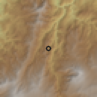 Shaded relief of the 60 km around Linares, drawn from the GMTED2010 grid