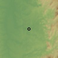 Shaded relief of the 60 km around Lloró, drawn from the GMTED2010 grid