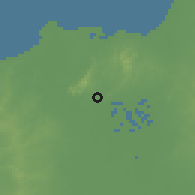 Shaded relief of the 60 km around Lorica, drawn from the GMTED2010 grid