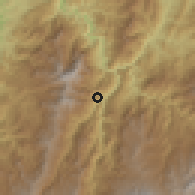 Shaded relief of the 60 km around Los Andes, drawn from the GMTED2010 grid