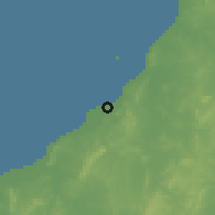 Shaded relief of the 60 km around Los Córdobas, drawn from the GMTED2010 grid