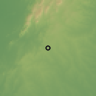 Shaded relief of the 60 km around Los Palmitos, drawn from the GMTED2010 grid