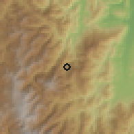 Shaded relief of the 60 km around Lourdes, drawn from the GMTED2010 grid