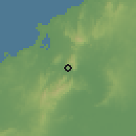 Shaded relief of the 60 km around Luruaco, drawn from the GMTED2010 grid