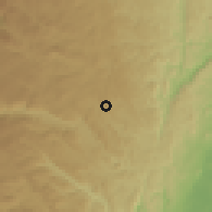 Shaded relief of the 60 km around Maceo, drawn from the GMTED2010 grid