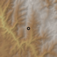 Shaded relief of the 60 km around Málaga, drawn from the GMTED2010 grid