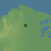 Shaded relief of the 60 km around Malambo, drawn from the GMTED2010 grid