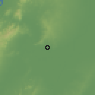 Shaded relief of the 60 km around Manatí, drawn from the GMTED2010 grid