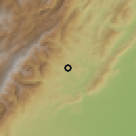 Shaded relief of the 60 km around Medina, drawn from the GMTED2010 grid