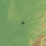 Shaded relief of the 60 km around Medio San Juan, drawn from the GMTED2010 grid