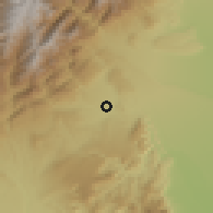 Shaded relief of the 60 km around Mesetas, drawn from the GMTED2010 grid