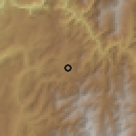 Shaded relief of the 60 km around Mogotes, drawn from the GMTED2010 grid