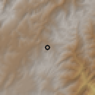 Shaded relief of the 60 km around Mongua, drawn from the GMTED2010 grid