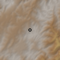 Shaded relief of the 60 km around Monguí, drawn from the GMTED2010 grid