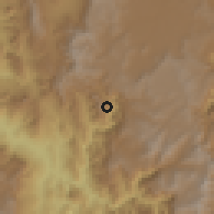 Shaded relief of the 60 km around Montebello, drawn from the GMTED2010 grid