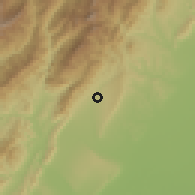 Shaded relief of the 60 km around Monterrey, drawn from the GMTED2010 grid