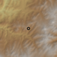Shaded relief of the 60 km around Arboleda, drawn from the GMTED2010 grid