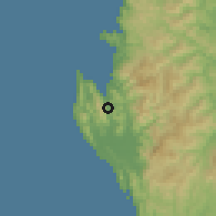 Shaded relief of the 60 km around Mutis, drawn from the GMTED2010 grid