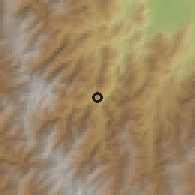 Shaded relief of the 60 km around Arboledas, drawn from the GMTED2010 grid