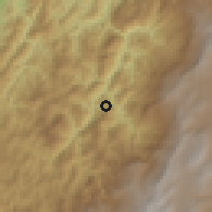 Shaded relief of the 60 km around Muzo, drawn from the GMTED2010 grid