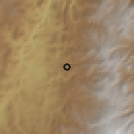 Shaded relief of the 60 km around Neira, drawn from the GMTED2010 grid