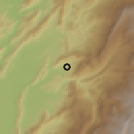 Shaded relief of the 60 km around Nilo, drawn from the GMTED2010 grid