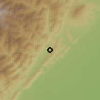 Shaded relief of the 60 km around Nunchía, drawn from the GMTED2010 grid