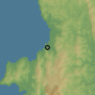 Shaded relief of the 60 km around Nuquí, drawn from the GMTED2010 grid
