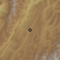 Shaded relief of the 60 km around Oiba, drawn from the GMTED2010 grid