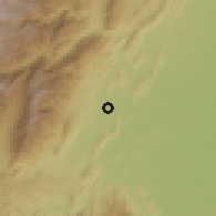 Shaded relief of the 60 km around Ortega, drawn from the GMTED2010 grid