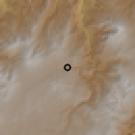 Shaded relief of the 60 km around Ospina, drawn from the GMTED2010 grid