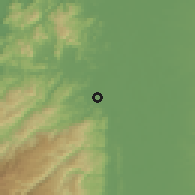 Shaded relief of the 60 km around Arenal, drawn from the GMTED2010 grid