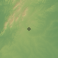 Shaded relief of the 60 km around Ovejas, drawn from the GMTED2010 grid