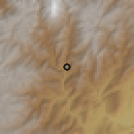 Shaded relief of the 60 km around Páez, drawn from the GMTED2010 grid
