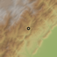 Shaded relief of the 60 km around Pajarito, drawn from the GMTED2010 grid