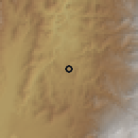 Shaded relief of the 60 km around Palestina, drawn from the GMTED2010 grid