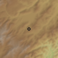 Shaded relief of the 60 km around Palestina, drawn from the GMTED2010 grid