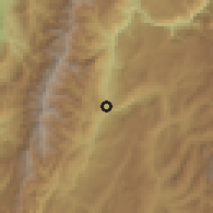Shaded relief of the 60 km around Palmar, drawn from the GMTED2010 grid