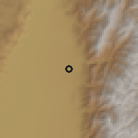 Shaded relief of the 60 km around Palmira, drawn from the GMTED2010 grid