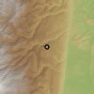 Shaded relief of the 60 km around Palocabildo, drawn from the GMTED2010 grid