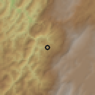 Shaded relief of the 60 km around Pauna, drawn from the GMTED2010 grid