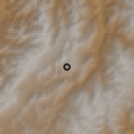 Shaded relief of the 60 km around Paz del Río, drawn from the GMTED2010 grid