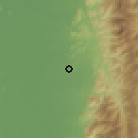 Shaded relief of the 60 km around Pelaya, drawn from the GMTED2010 grid
