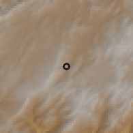 Shaded relief of the 60 km around Pesca, drawn from the GMTED2010 grid